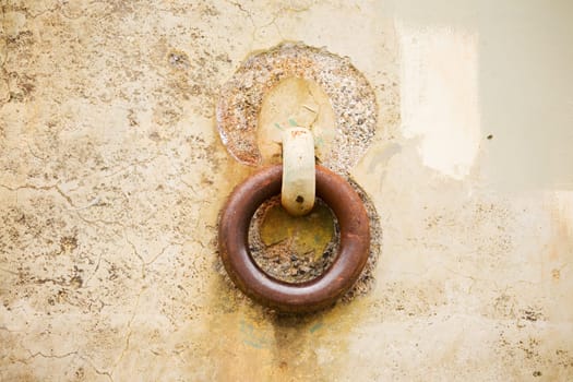 Metal ring at Fort Worden military bunker in Port Townsend Washington.