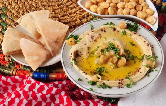 Mashed chickpeas with olive oil.