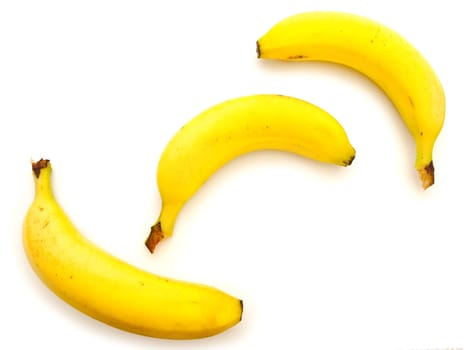 photo of the yellow banana against the white background