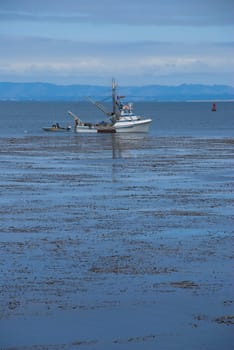 Commercial Fishing Boat Anchored in Monterey Bay, California, USA