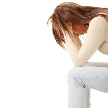Teenage girl depression - lost love - isolated on white background