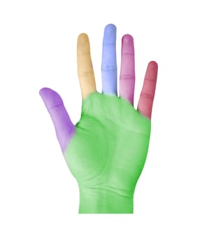 Color hand of a man isolated on a white background