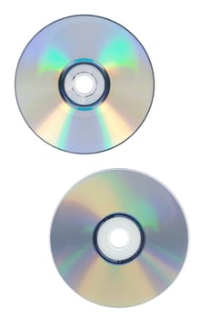 Two disc cd dvd isolated on white.