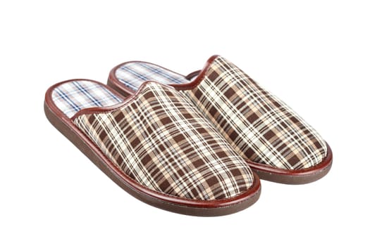 Male slippers, isolated on white background. Shallow depth of field
