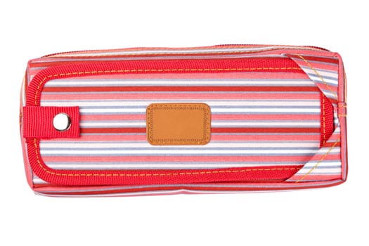 A red pencil case isolated on white background