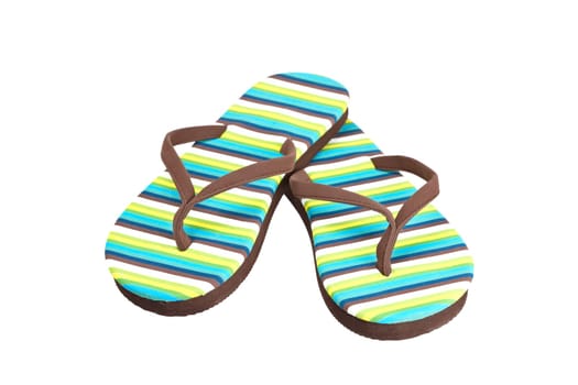 A pair of flipflops or beach sandals isolated on white background