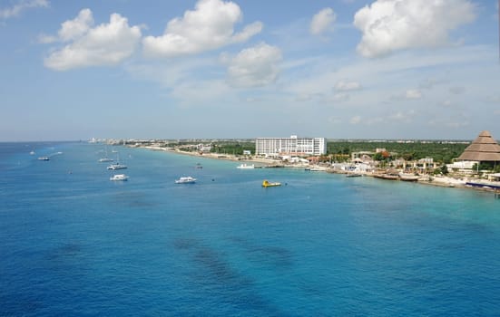 Panoramic view of the Cozumel, Mexico coastline