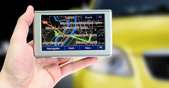 Gps in a man hand. Find your way !