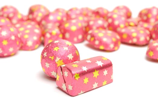 chocolate  candies in wrap. Closeup