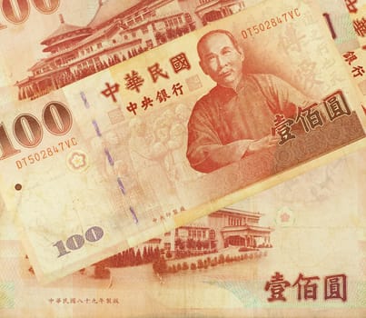 Taiwanese Dollar Money Banknotes background.