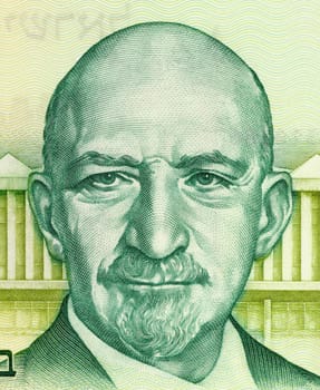 Chaim Azriel Weizmann on 5 Sheqalim 1978 Banknote from Israel. President of the world zionist organization, and the first President of the state of Israel. He was also a chemist and developed a new process of producing acetone through bacterial fermentati