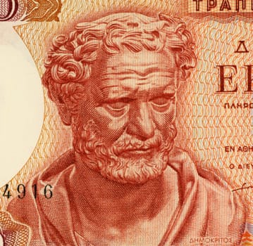 Democritus on 100 Drachmai 1967 Banknote from Greece. Ancient Greek philosopher. The most influental before the socratic era. His atomic theory may be regarded as the culmination of early Greek thought. He is considered as the "father of modern science""."