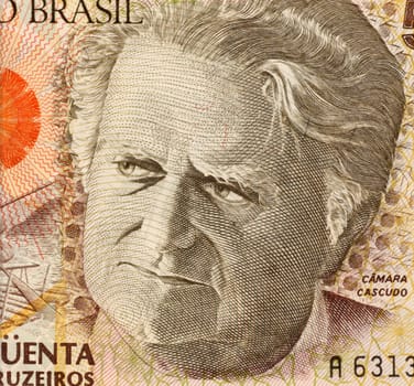 Camara Cascudo on 50000 Cruzerios 1992 Banknote from Brazil. Anthropologist, folklorist, historian, lawyer, journalist and lexicographer.