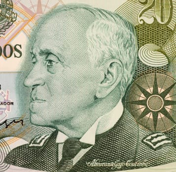 Gago Coutinho on 20 Escudos 1978 Banknote from Portugal. Portuguese aviator who together with Sacadura Cabral were the first to cross south atlantic ocean by air, from Lisbon to Rio de Janeiro.