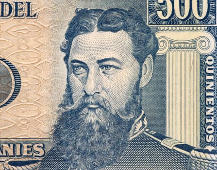 General Bernadino Caballero on 500 Guarani 1982 Banknote from Paraguay. President of Paraguay during 1881-1886.