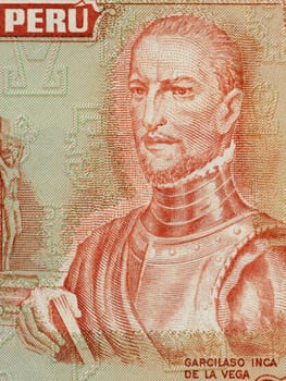 "El Inca"" Garcilaso de la Vega on 10 Soles De Oro 1974 Banknote from Peru. Historian and writer recognized for his contributions to Inca history, culture and society."