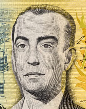Juscelino Kubitschek on 100 Cruzados 1987 Banknote from Brazil. President of Brazil during 1956-1961. He managed economic prosperity and political stability.