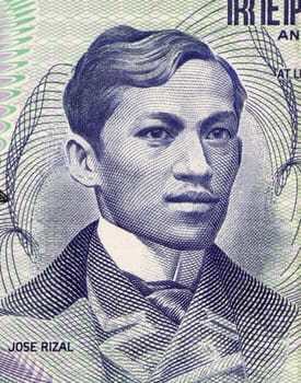 Jose Rizal  on 1 Piso 1969 Banknote from Philipines.  Philippines national hero for his action during the Spanish colonial era.