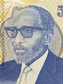 Moshoeshoe II on 5 Maloti 1989 Banknote from Lesotho. Paramount chief of Lesotho under British occupation during 1960-1966 and after gaining independence, king from 1966 to 1996.