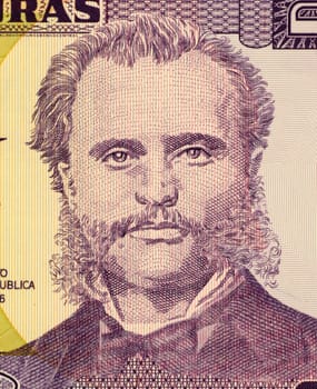 Marco Aurelio Soto on 2 Lempiras 2003 Banknote from Honduras. Liberal president of Honduras during 1876-1883.