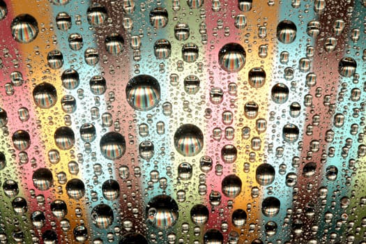 macro of colorful water drops and bubbles