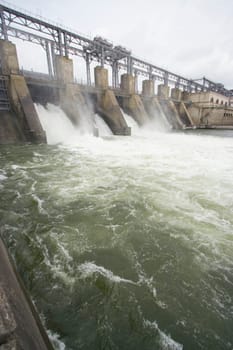 Vertical view of the hydroelectric power plant from Dubasari, Moldova.