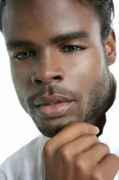 African american cute black young man closeup portrait