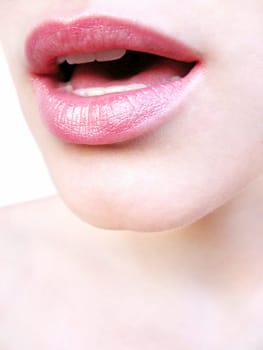Face with rose open lips
