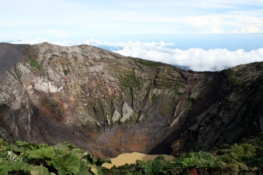 Irazu volcano crater lake in Costa Rica