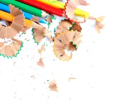 Sharpened pencil and wood shavings