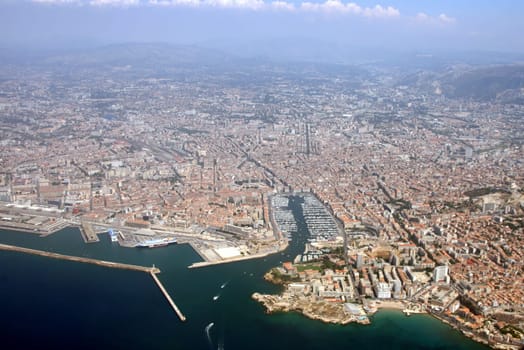 Aerial view of Marseille in south France