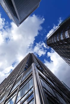 Three skyscrapers in business center. London, Great Britain