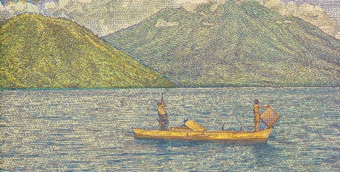 Fishing Boat on 1000 Rupiah 2000 Banknote from Indonesia