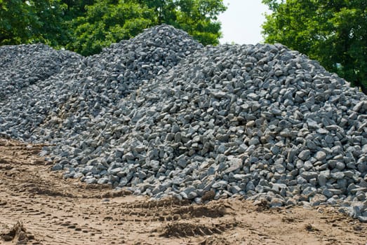 Mountain of road-metal for road building