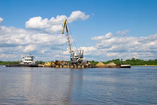 Transportation cargo by river ship