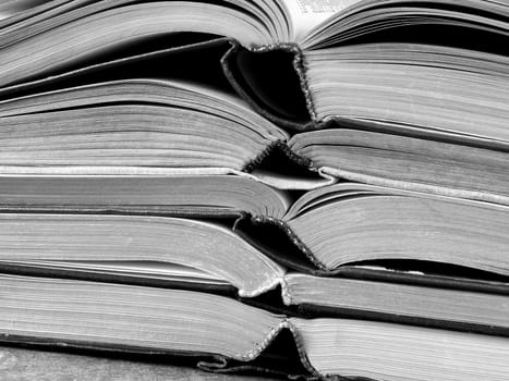 Open open books pile fragment education and knowledge concept