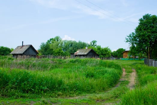 Russia. Country bath with firewood