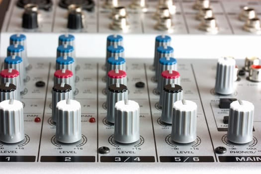 front view of compact audio mixer