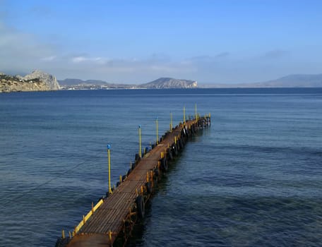 Mooring in sea. Black Sea. Novyi Svet. Crimea.