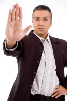 Man signaling stop