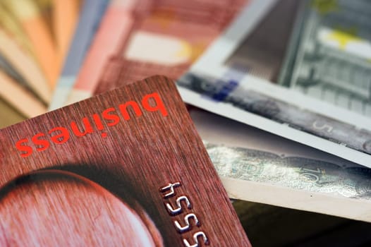 credit card and bills close up
