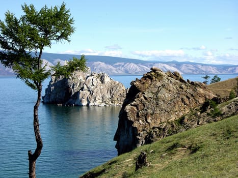 Burkhan Cape, one of the six most sacred places in the world, on Olkhon Island on Lake Baikal in Siberia,
