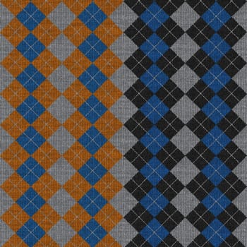 Image of knitted multi-coloured woolen squares. Seamless texture