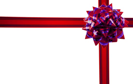 Gift ribbon and bow isolated on white background.