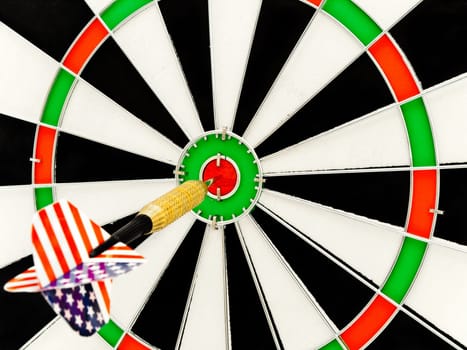 photo of the darts arrow go exactly on target