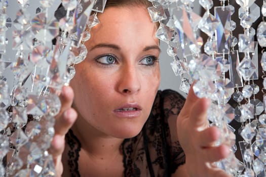 Young brunette attractive Woman portrait with glitter