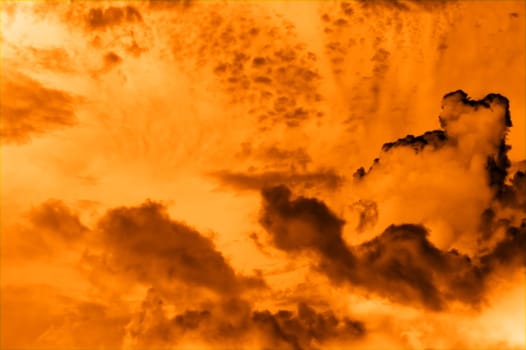 Flaming sky with dark and light smokes