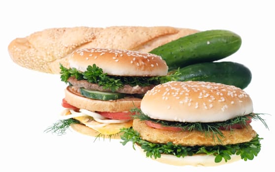Cheeseburger isolated on white background.