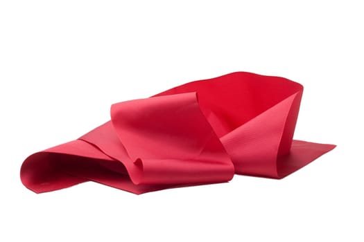 colorful red satin ribbon isolated on white