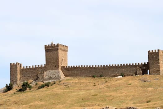 Nice landscape with disruption of ancient Genoese fortress in Crimea
